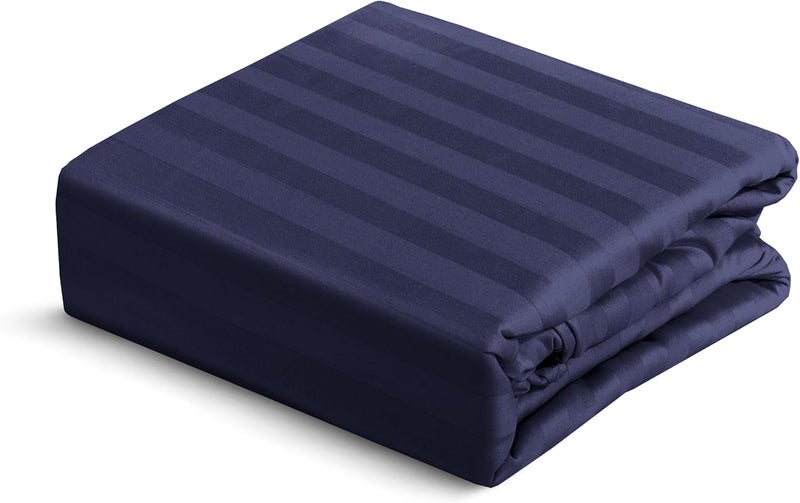 Siesta Zen 100% Cotton Luxury Hotel Quality Sateen Duvet Cover Set - Navy, King 260x240cm - Image 3